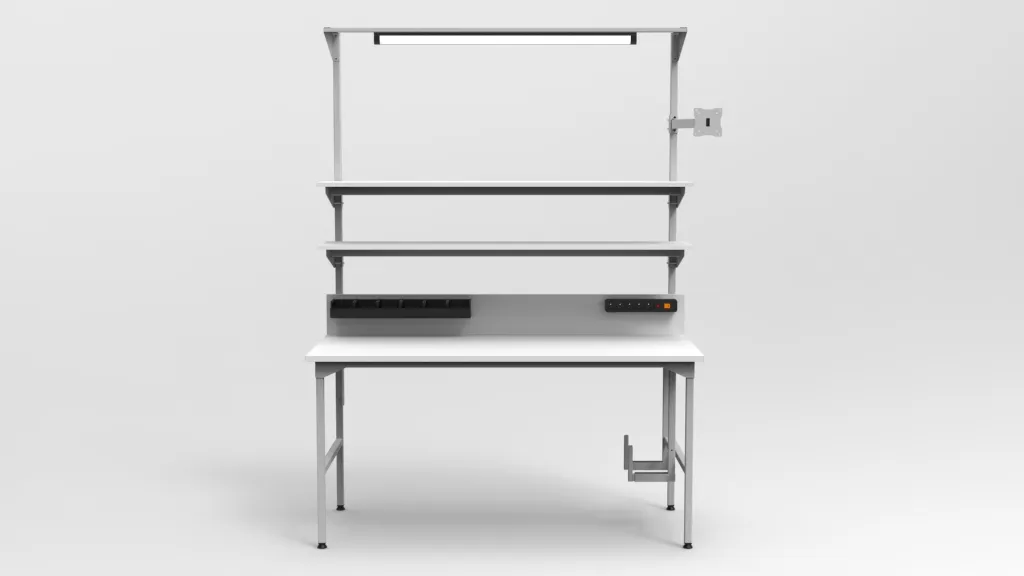 Stół montażowy 120x70 cm IT z uchwytem VESA i klawiaturą RA Construction EC-3-0006 front