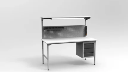 Stół montażowy z LED 40 W i tablicą perforowaną RA Construction EC-3-0003